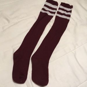 Thigh-High Maroon Varsity Socks